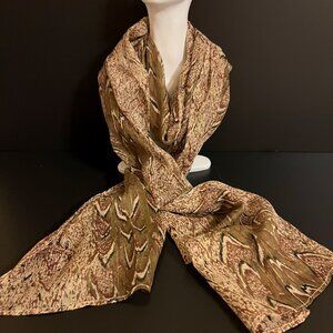Vintage Scarf Gold Metallic, Rust, Black, Green Mid Century Wrap 72" India